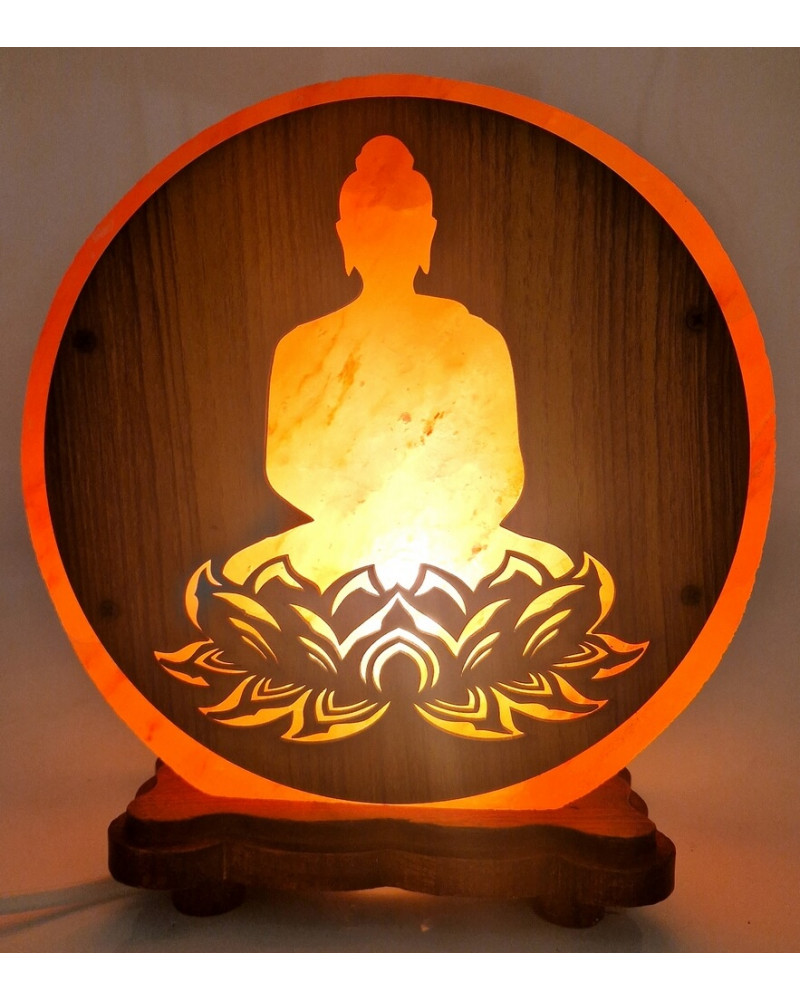 Lampe de Sel d'Himalaya Bouddha Lotus