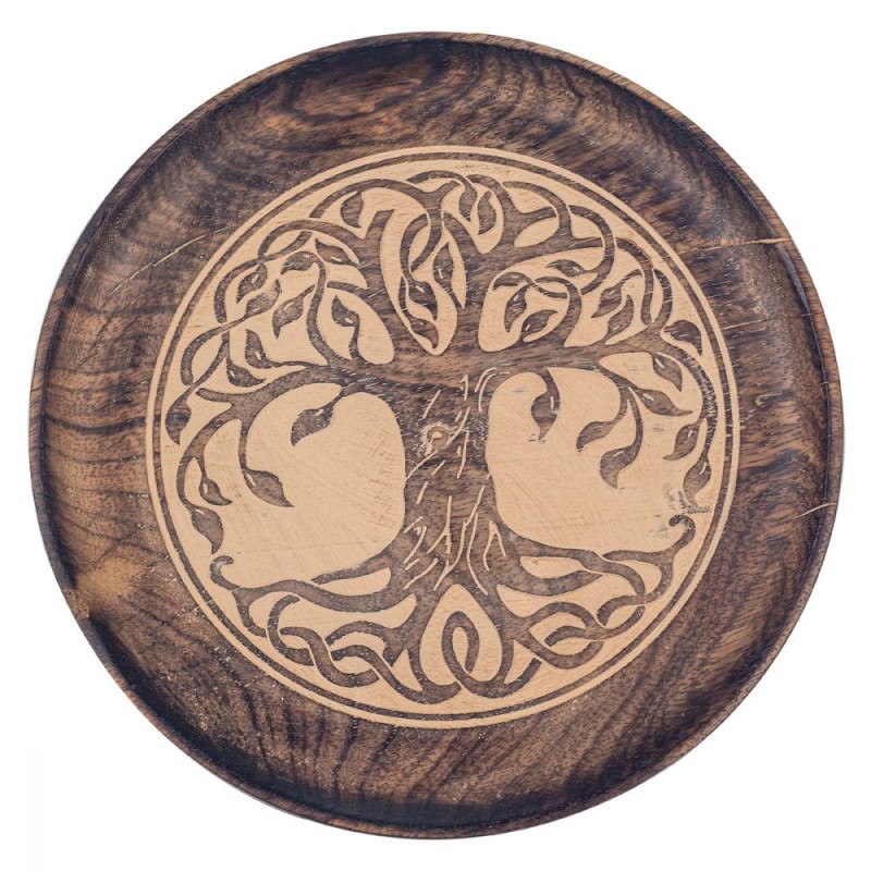Assiette en Bois Arbre de vie 22cm