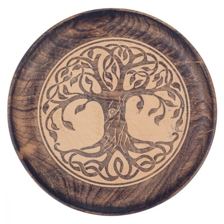 Assiette en Bois Arbre de vie 22cm