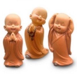 Trio de Minis Bouddhas en Resine 8.5 cm