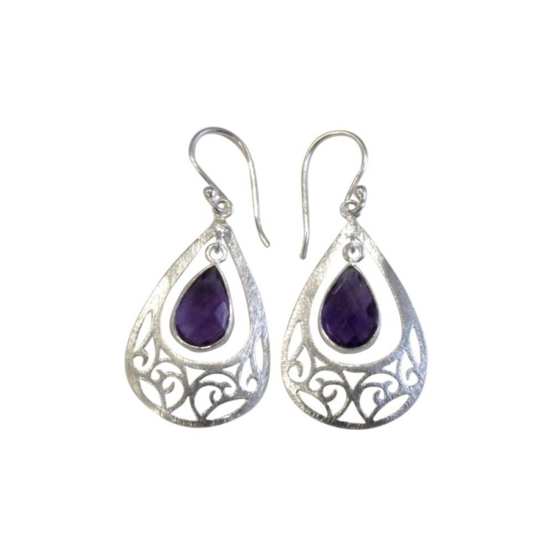 Boucle d'oreille Facete Amethyste