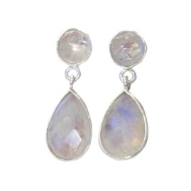 Boucle d'oreille facetee Pierre de Lune