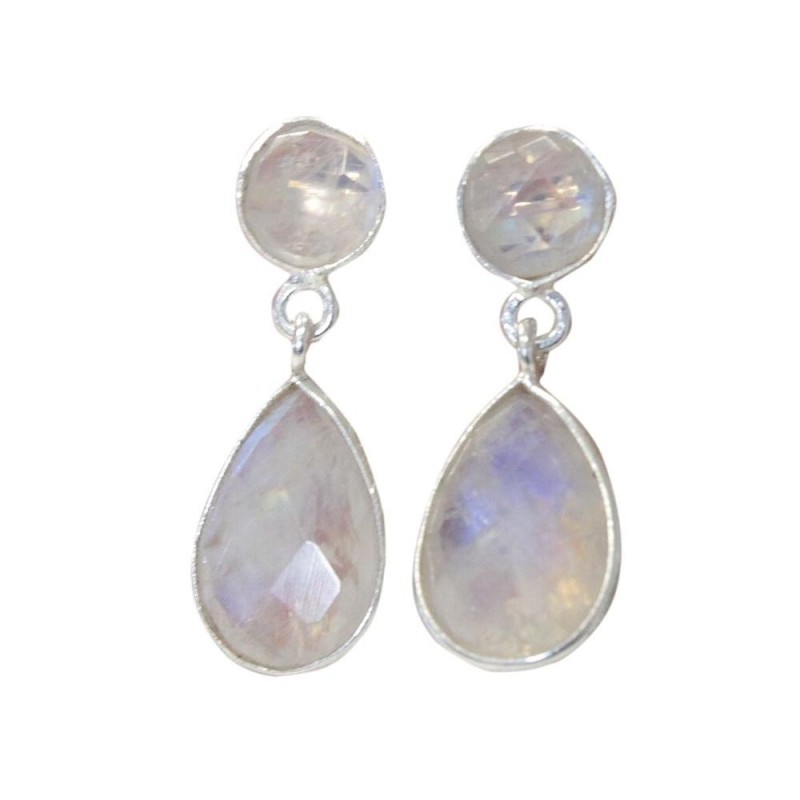 Boucle d'oreille facetee Pierre de Lune